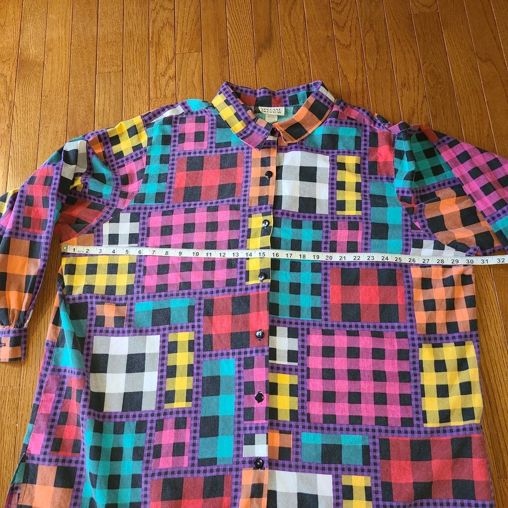 80s Special Preview Patchwork Button Up Shirt Women's Sz 4X Mixed color plaid - Picture 5 of 8